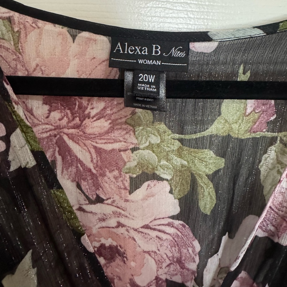Alexa B Nites Black Elegant Floral Long Sleeve Maxi Dress in size 20W. - Picture 4 of 6